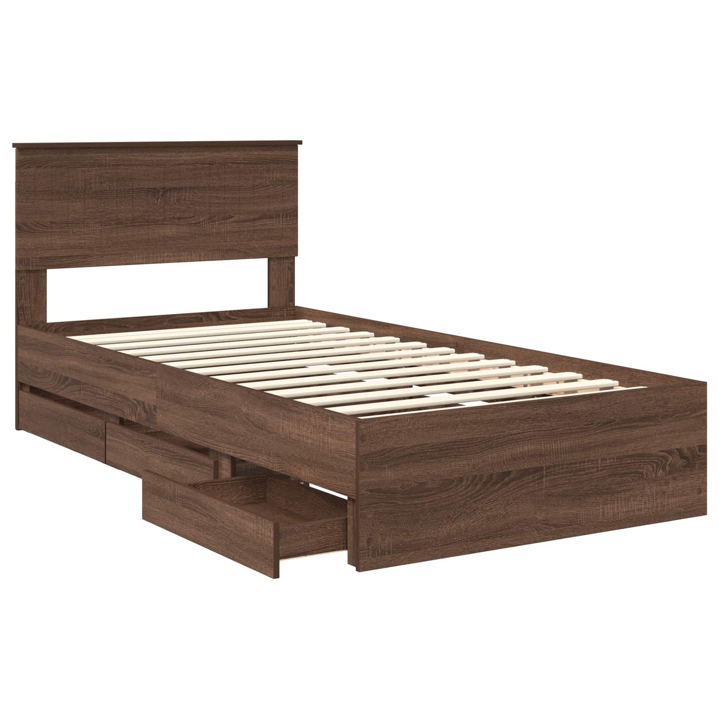 Bedframe met lade Bruin Eiken 100 x 200 cm Ingenieurshout
