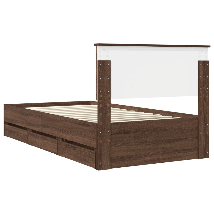 Bedframe met lade Bruin Eiken 100 x 200 cm Ingenieurshout