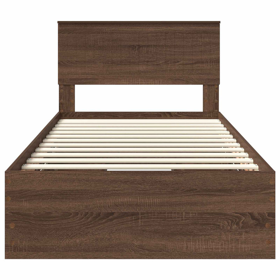 Bedframe met lade Bruin Eiken 100 x 200 cm Ingenieurshout