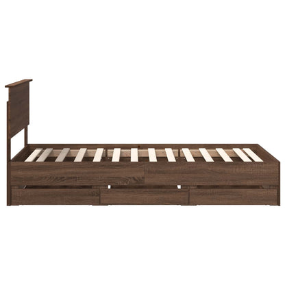 Bedframe met lade Bruin Eiken 100 x 200 cm Ingenieurshout