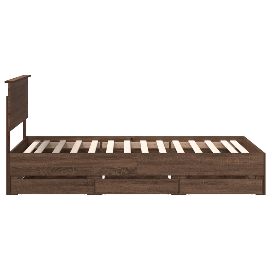 Bedframe met lade Bruin Eiken 100 x 200 cm Ingenieurshout