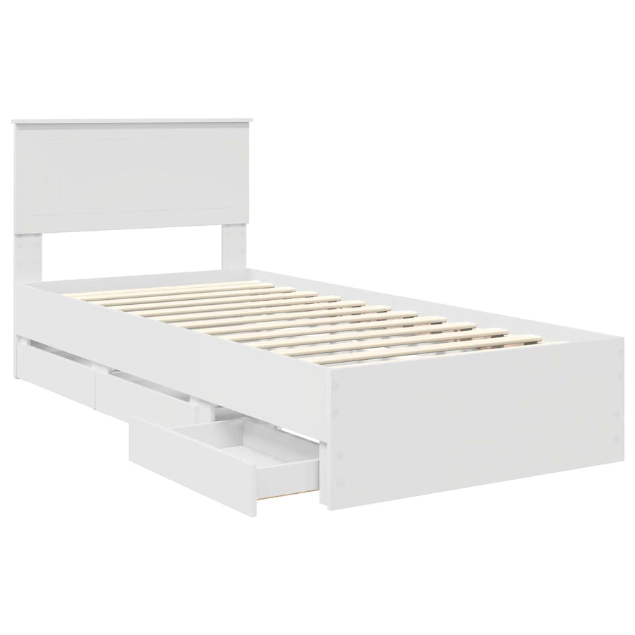 Bedframe met lade met hoofdeinde Wit 90 x 200 cm Ingenieurshout