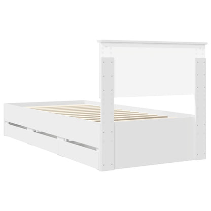 Bedframe met lade met hoofdeinde Wit 90 x 200 cm Ingenieurshout