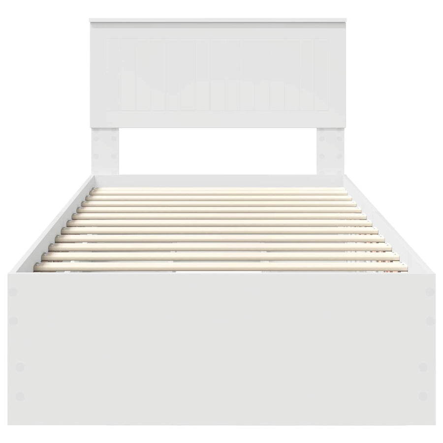 Bedframe met lade met hoofdeinde Wit 90 x 200 cm Ingenieurshout