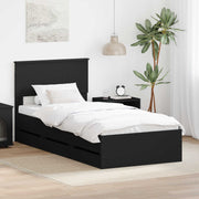 Bedframe met lade 90x200 cm zwart bewerkt hout