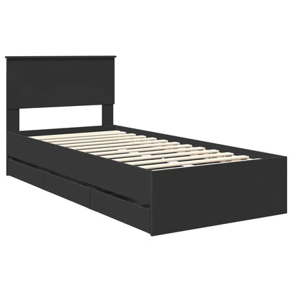 Bedframe met lade met opslag Zwart 90 x 200 cm Ingenieurshout