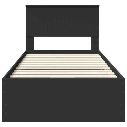 Bedframe met lade met opslag Zwart 90 x 200 cm Ingenieurshout