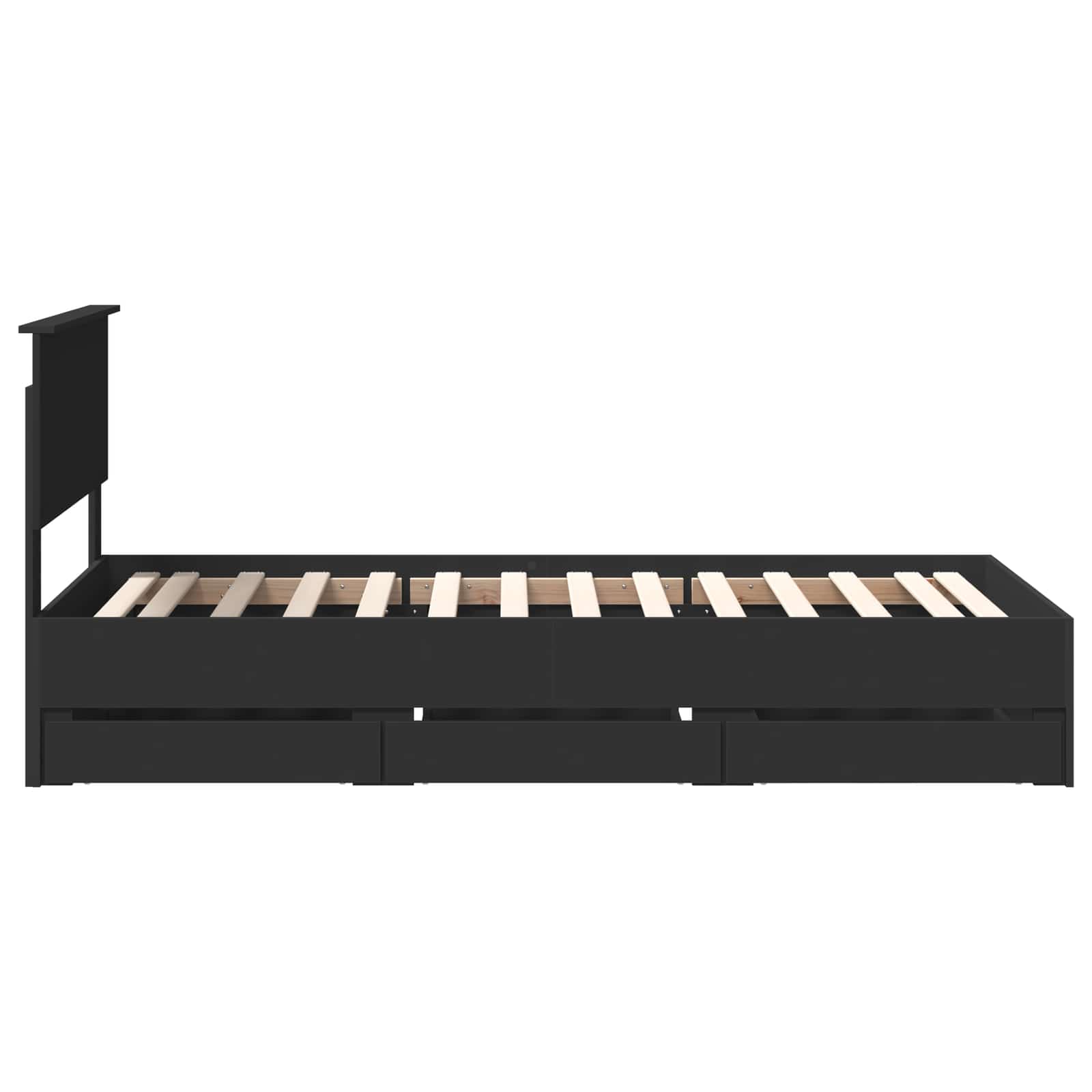 Bedframe met lade met opslag Zwart 90 x 200 cm Ingenieurshout