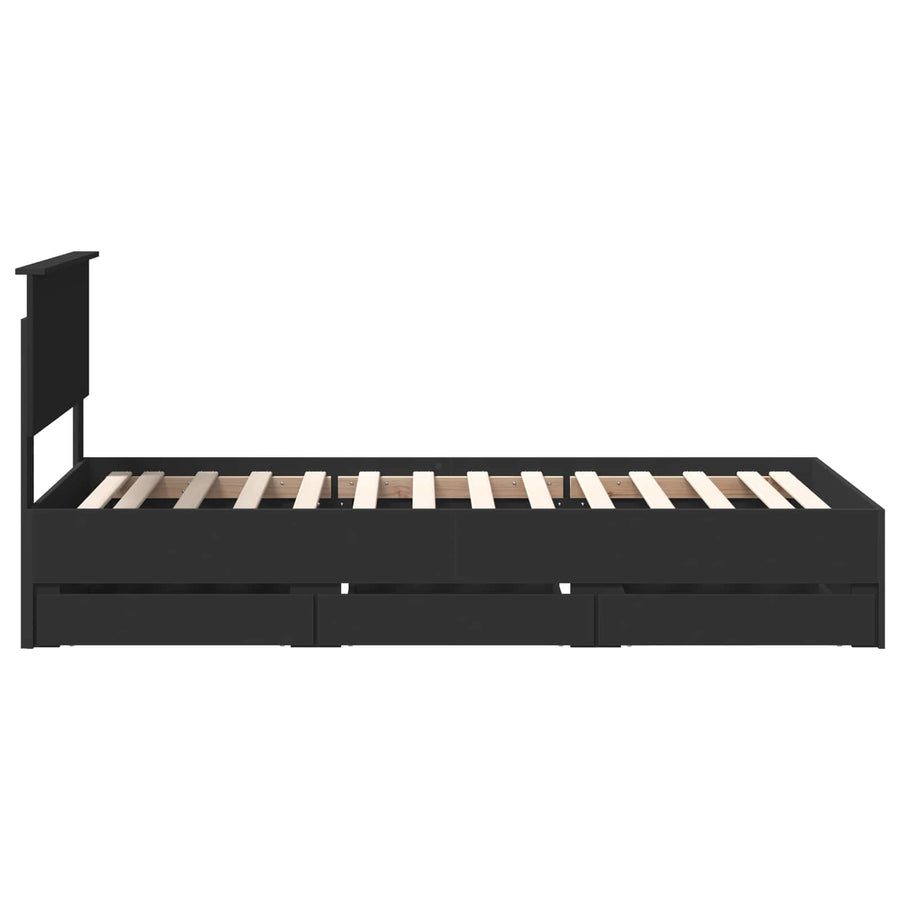Bedframe met lade met opslag Zwart 90 x 200 cm Ingenieurshout