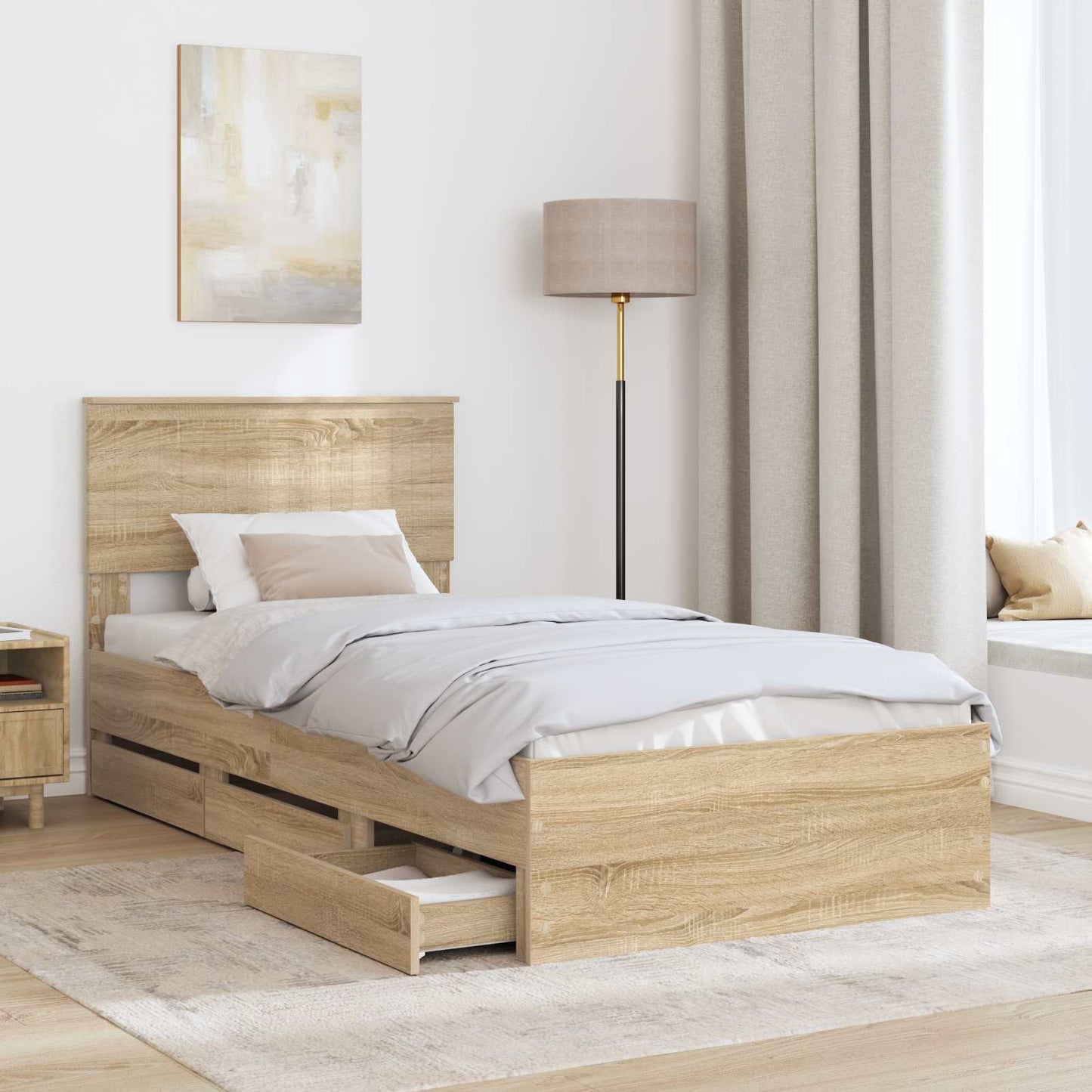 Bedframe met lade Sonoma Eiken 90 x 200 cm Ingenieurshout