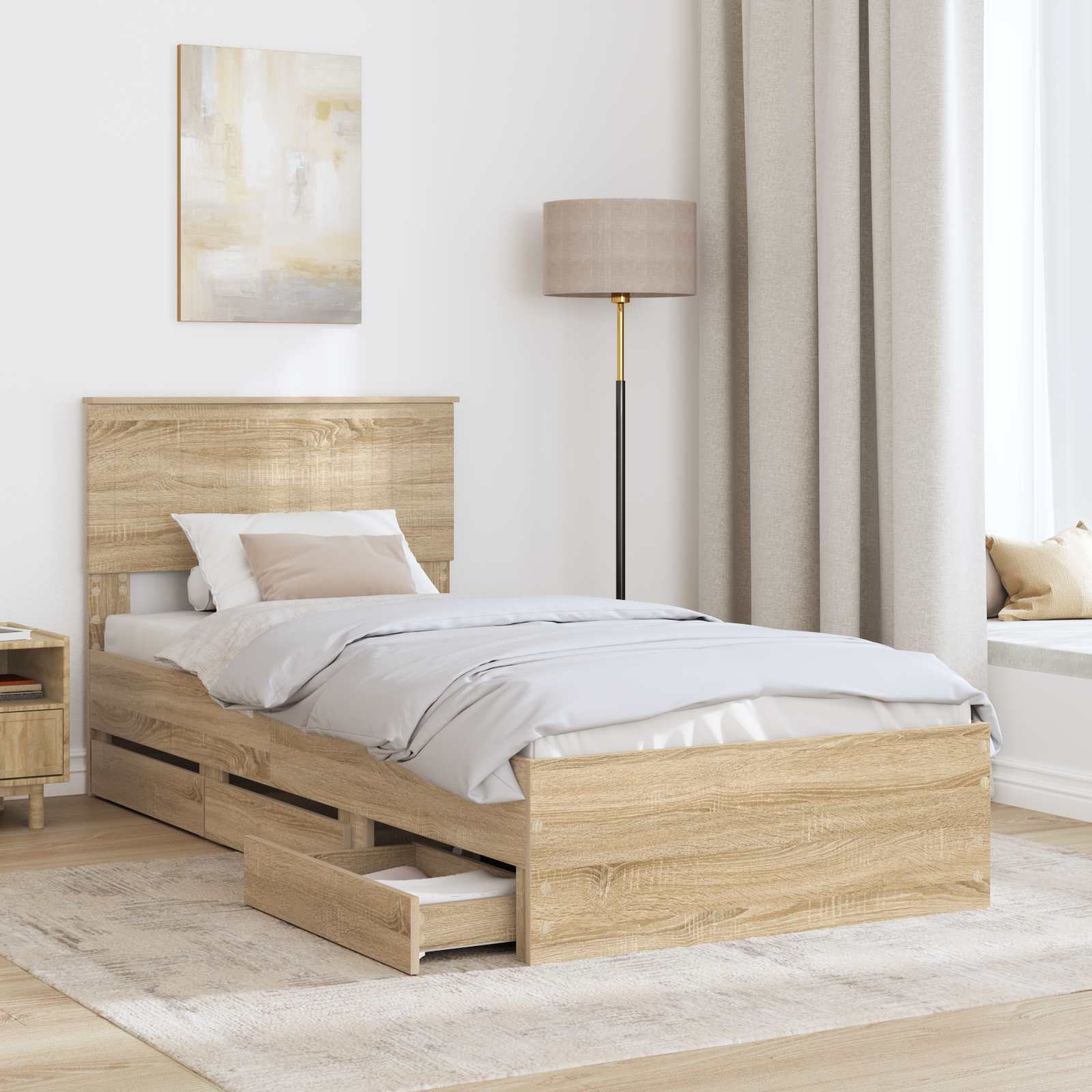 Bedframe met lade Sonoma Eiken 90 x 200 cm Ingenieurshout