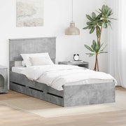 Bedframe 90x200 cm beton grijs met 6 lades