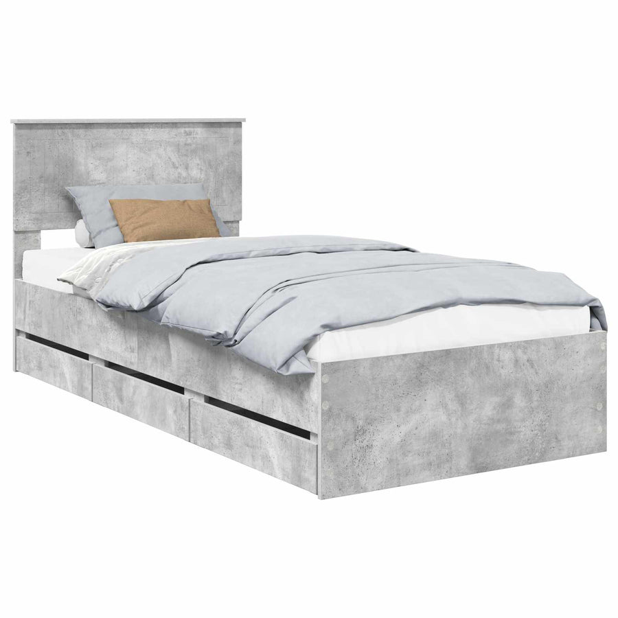 Bedframe met lade Beton Grijs 90 x 200 cm Ingenieurshout