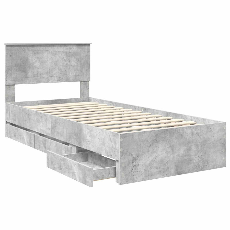 Bedframe met lade Beton Grijs 90 x 200 cm Ingenieurshout