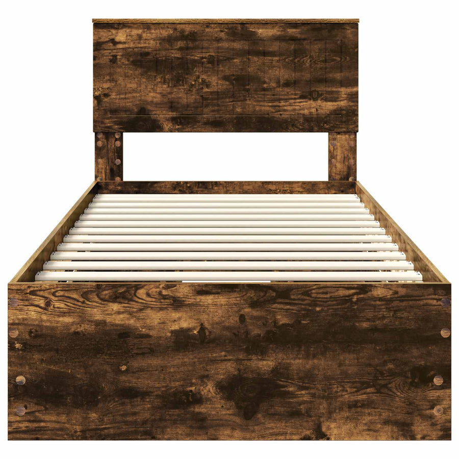Bedframe met lade Gerookt eiken 90 x 200 cm Ingenieurshout