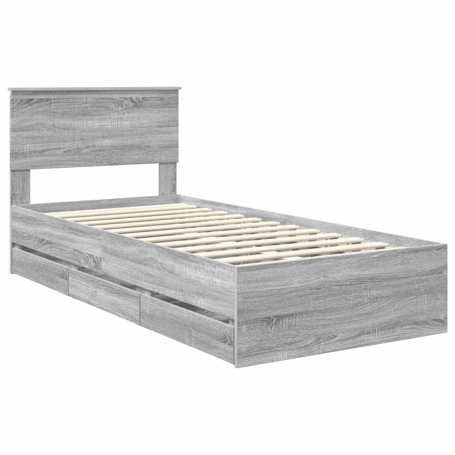 Bedframe Grijs Sonoma Ingenieurshout