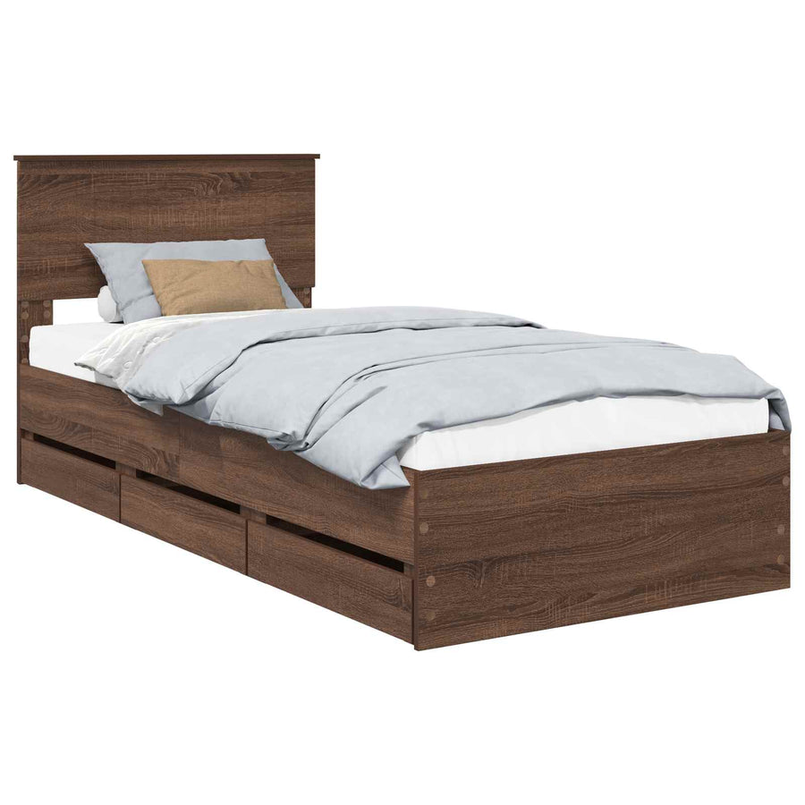 Bedframe met lade Bruin Eiken 90 x 200 cm Ingenieurshout