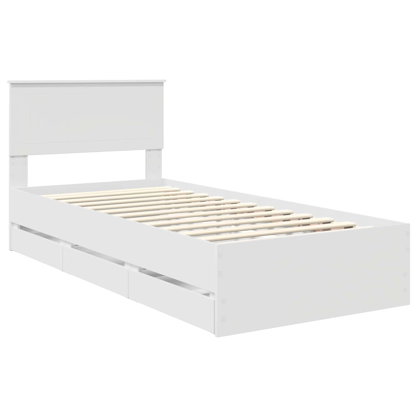 Bedframe met lade met hoofdeinde Wit 90 x 190 cm Ingenieurshout