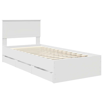 Bedframe met lade met hoofdeinde Wit 90 x 190 cm Ingenieurshout