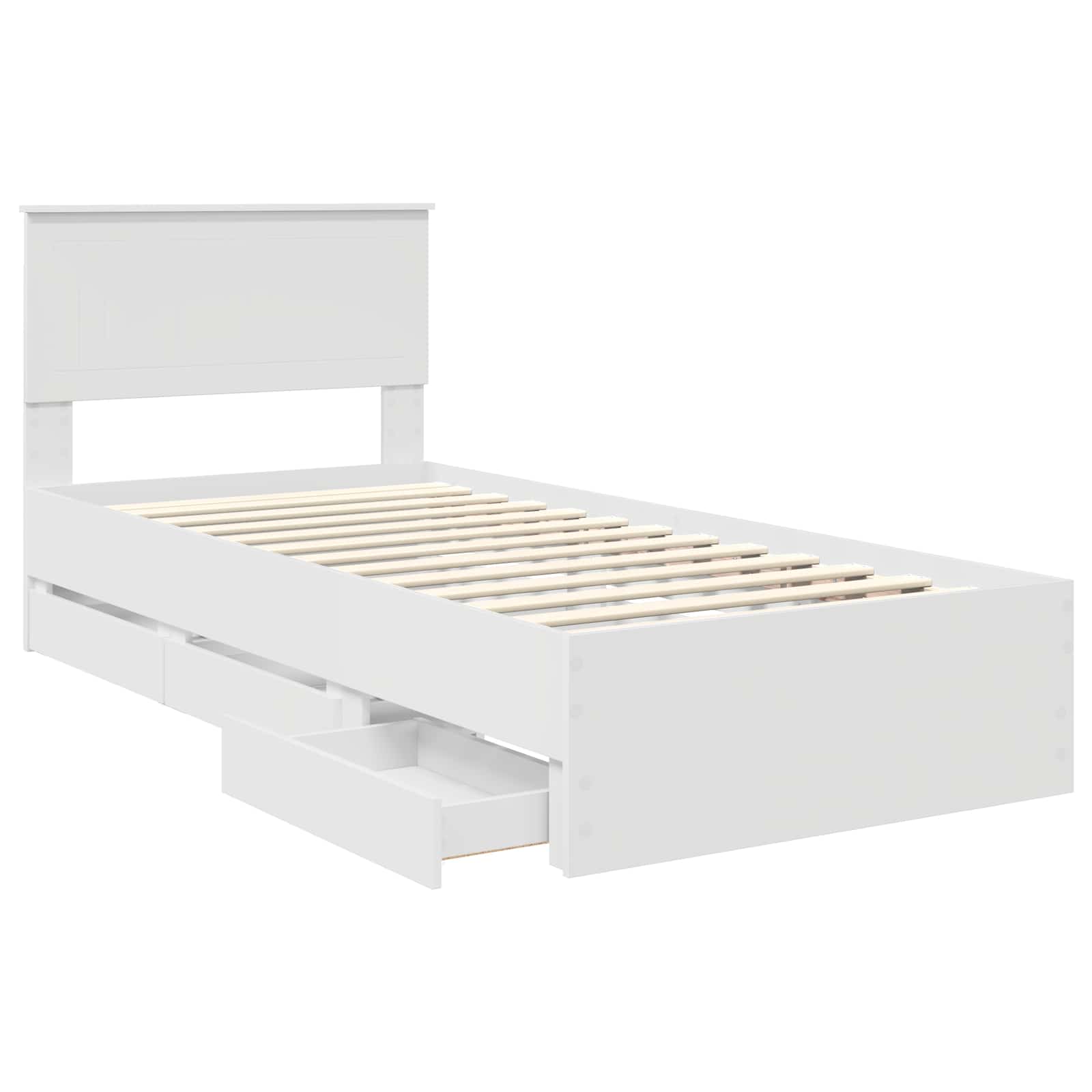 Bedframe met lade met hoofdeinde Wit 90 x 190 cm Ingenieurshout