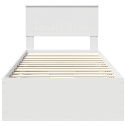 Bedframe met lade met hoofdeinde Wit 90 x 190 cm Ingenieurshout