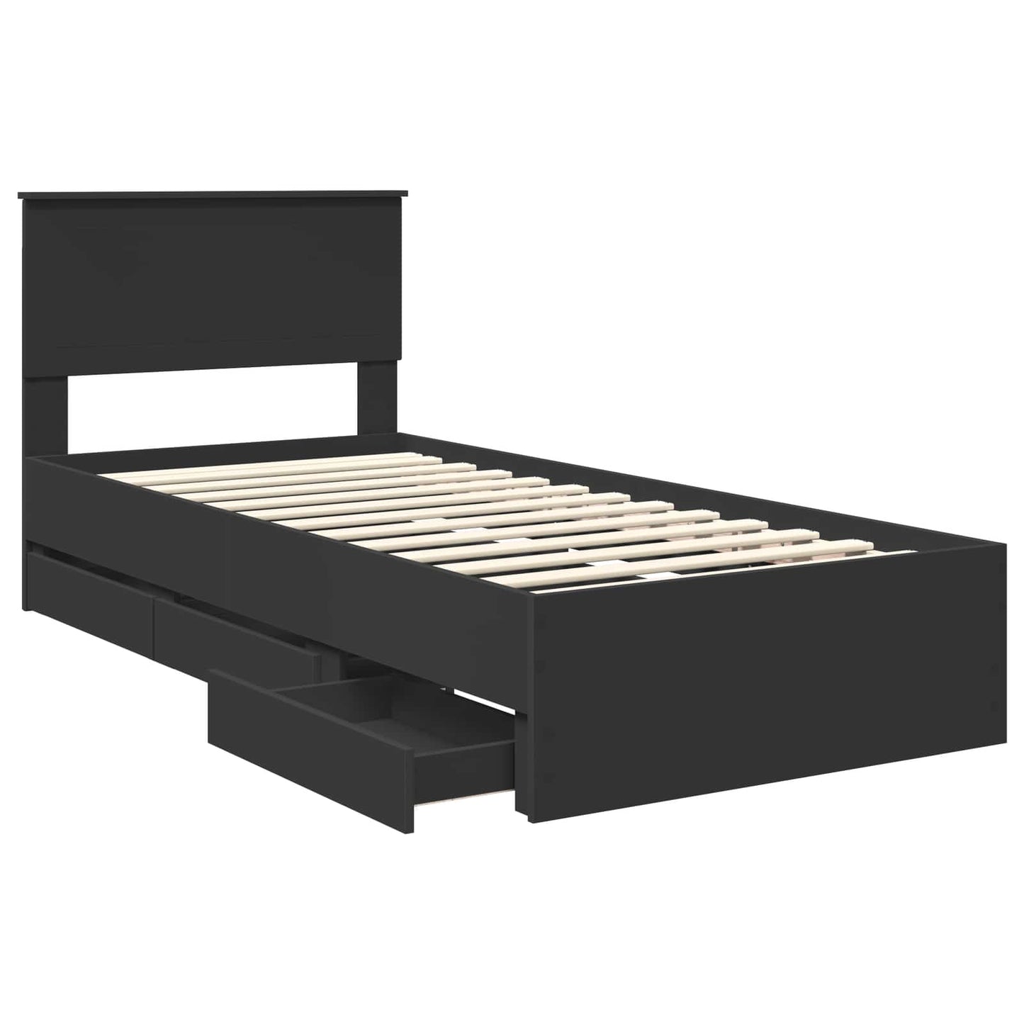 Bedframe met lade met opslag Zwart 90 x 190 cm Ingenieurshout