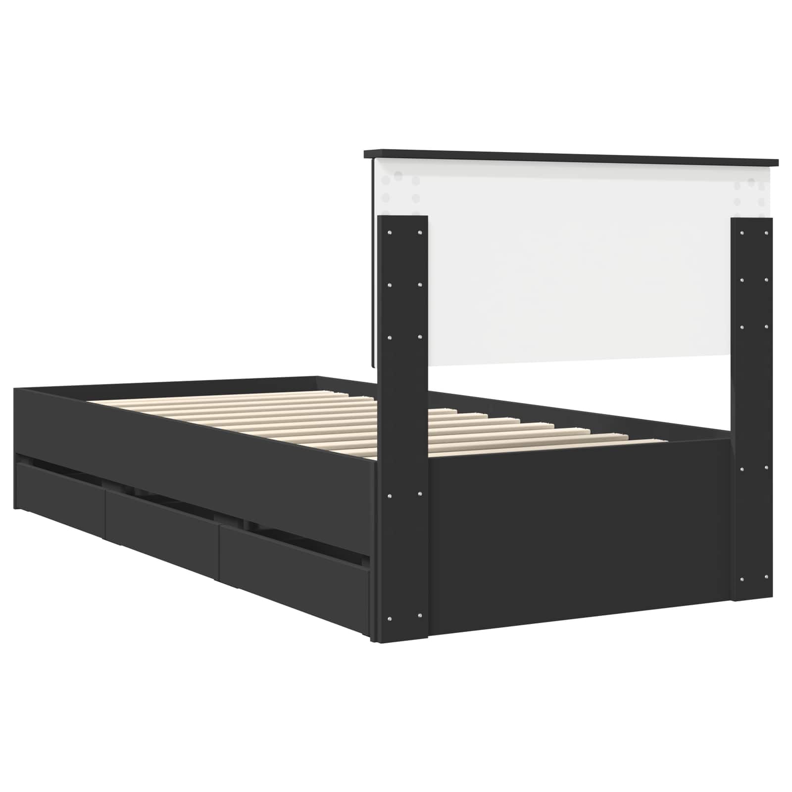 Bedframe met lade met opslag Zwart 90 x 190 cm Ingenieurshout