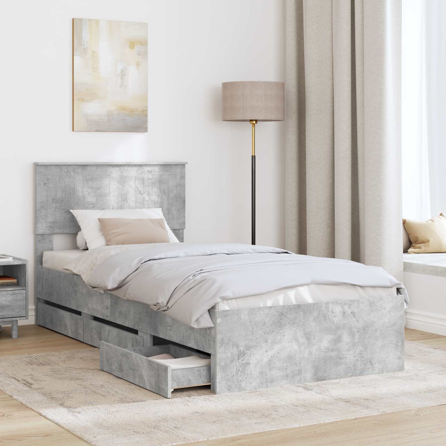 Bedframe met lade Beton Grijs 90 x 190 cm Ingenieurshout