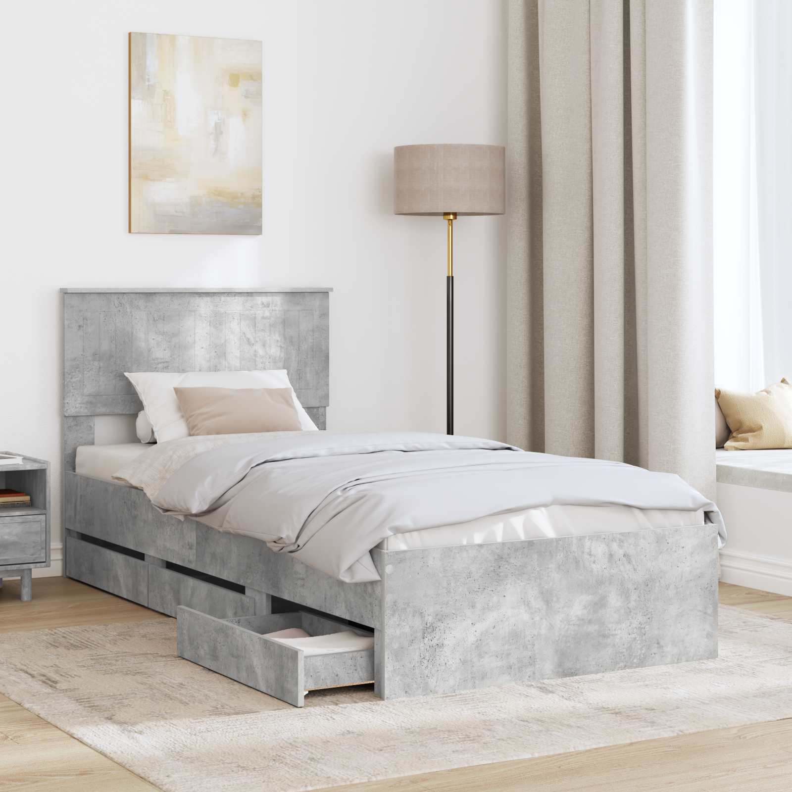 Bedframe met lade Beton Grijs 90 x 190 cm Ingenieurshout