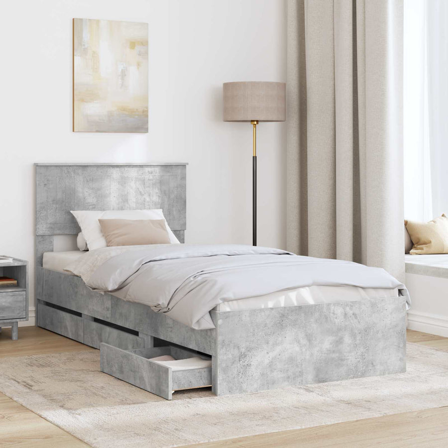 Bedframe met lade Beton Grijs 90 x 190 cm Ingenieurshout