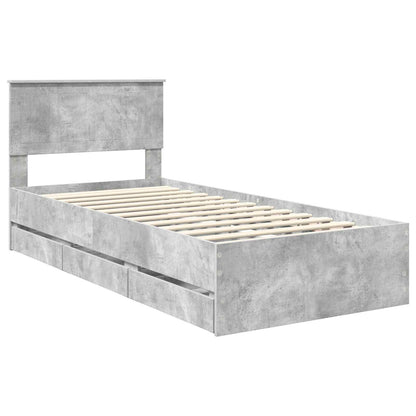 Bedframe met lade Beton Grijs 90 x 190 cm Ingenieurshout