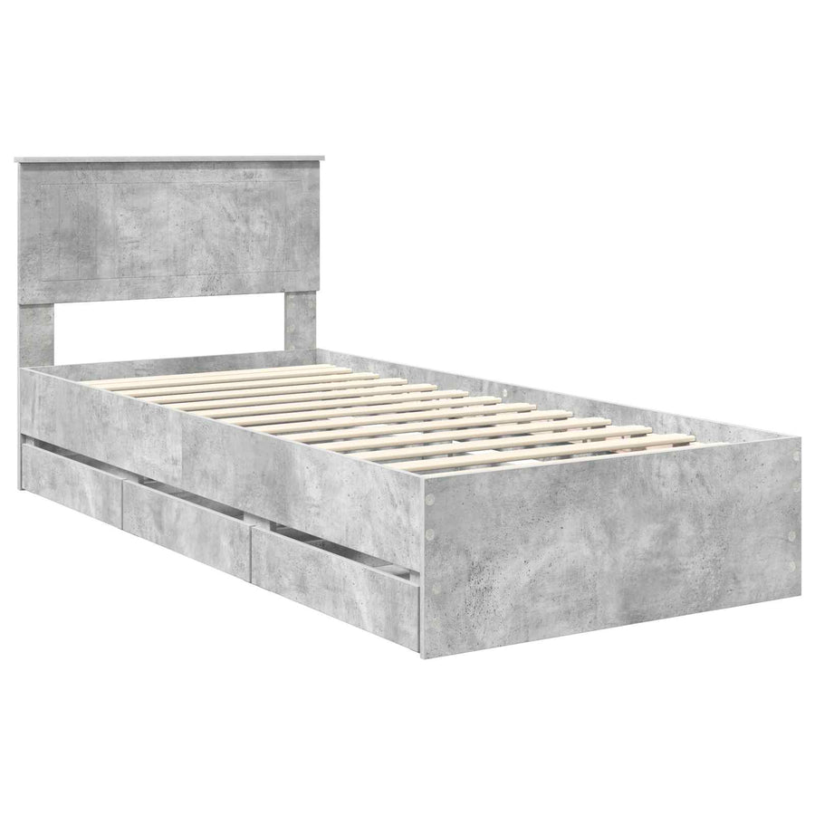 Bedframe met lade Beton Grijs 90 x 190 cm Ingenieurshout