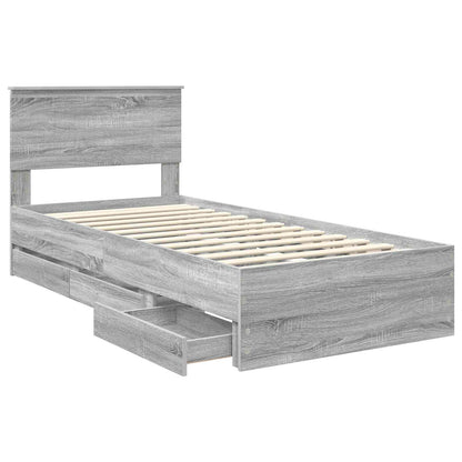 Bedframe met lade Grijs Sonoma 90 x 190 cm Ingenieurshout