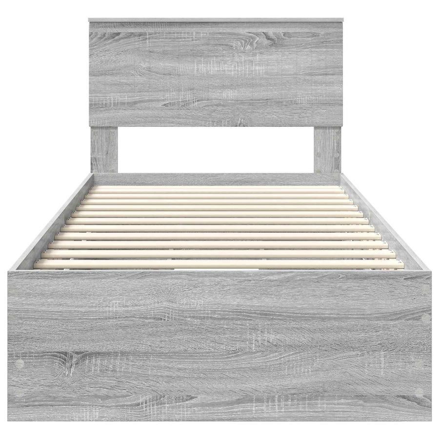 Bedframe met lade Grijs Sonoma 90 x 190 cm Ingenieurshout