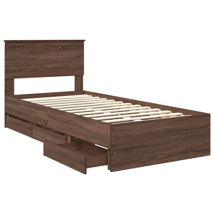 Bedframe met lade Bruin Eiken 90 x 190 cm Ingenieurshout
