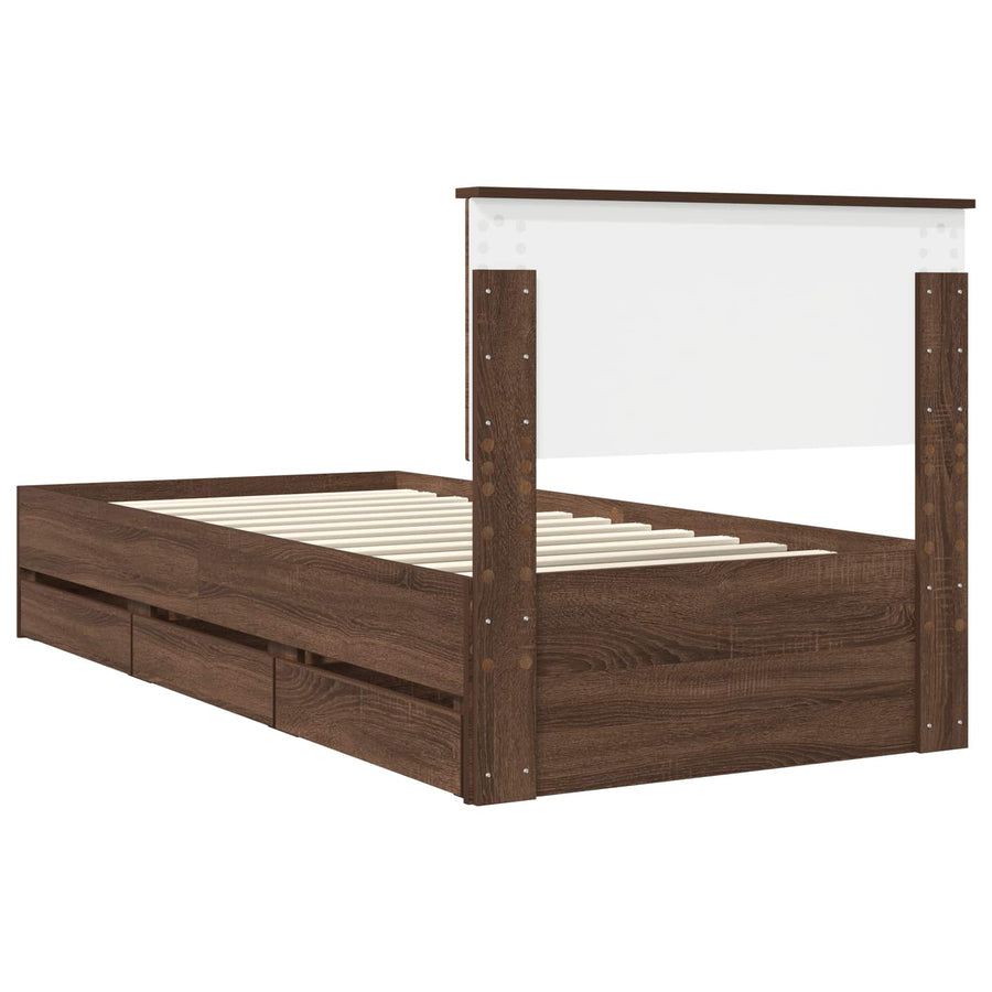Bedframe met lade Bruin Eiken 90 x 190 cm Ingenieurshout