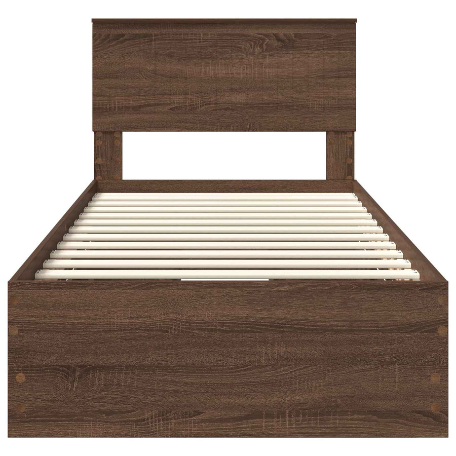 Bedframe met lade Bruin Eiken 90 x 190 cm Ingenieurshout