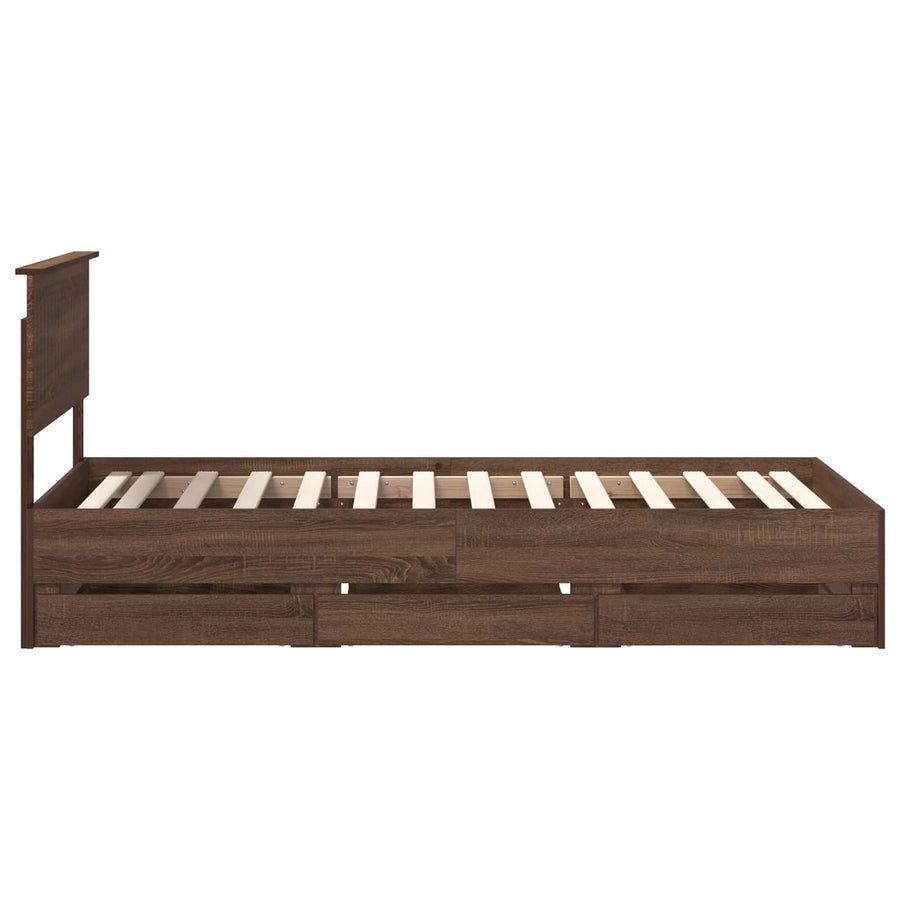 Bedframe met lade Bruin Eiken 90 x 190 cm Ingenieurshout