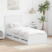 Bedframe 75x190 cm wit bewerkt hout met lades