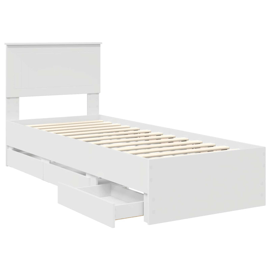 Bedframe met lade met hoofdeinde Wit 75 x 190 cm Ingenieurshout