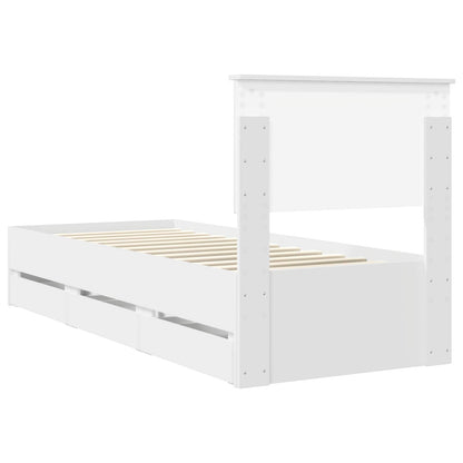 Bedframe met lade met hoofdeinde Wit 75 x 190 cm Ingenieurshout
