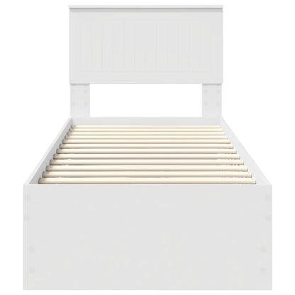 Bedframe met lade met hoofdeinde Wit 75 x 190 cm Ingenieurshout