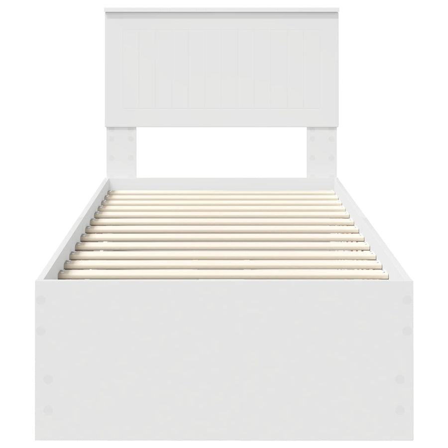 Bedframe met lade met hoofdeinde Wit 75 x 190 cm Ingenieurshout