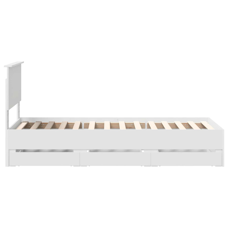 Bedframe met lade met hoofdeinde Wit 75 x 190 cm Ingenieurshout
