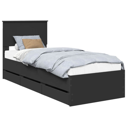 Bedframe met lade met opslag Zwart 75 x 190 cm Ingenieurshout
