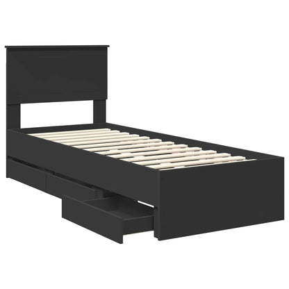 Bedframe met lade met opslag Zwart 75 x 190 cm Ingenieurshout