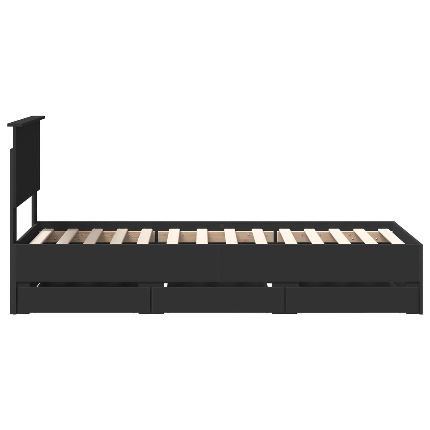 Bedframe met lade met opslag Zwart 75 x 190 cm Ingenieurshout