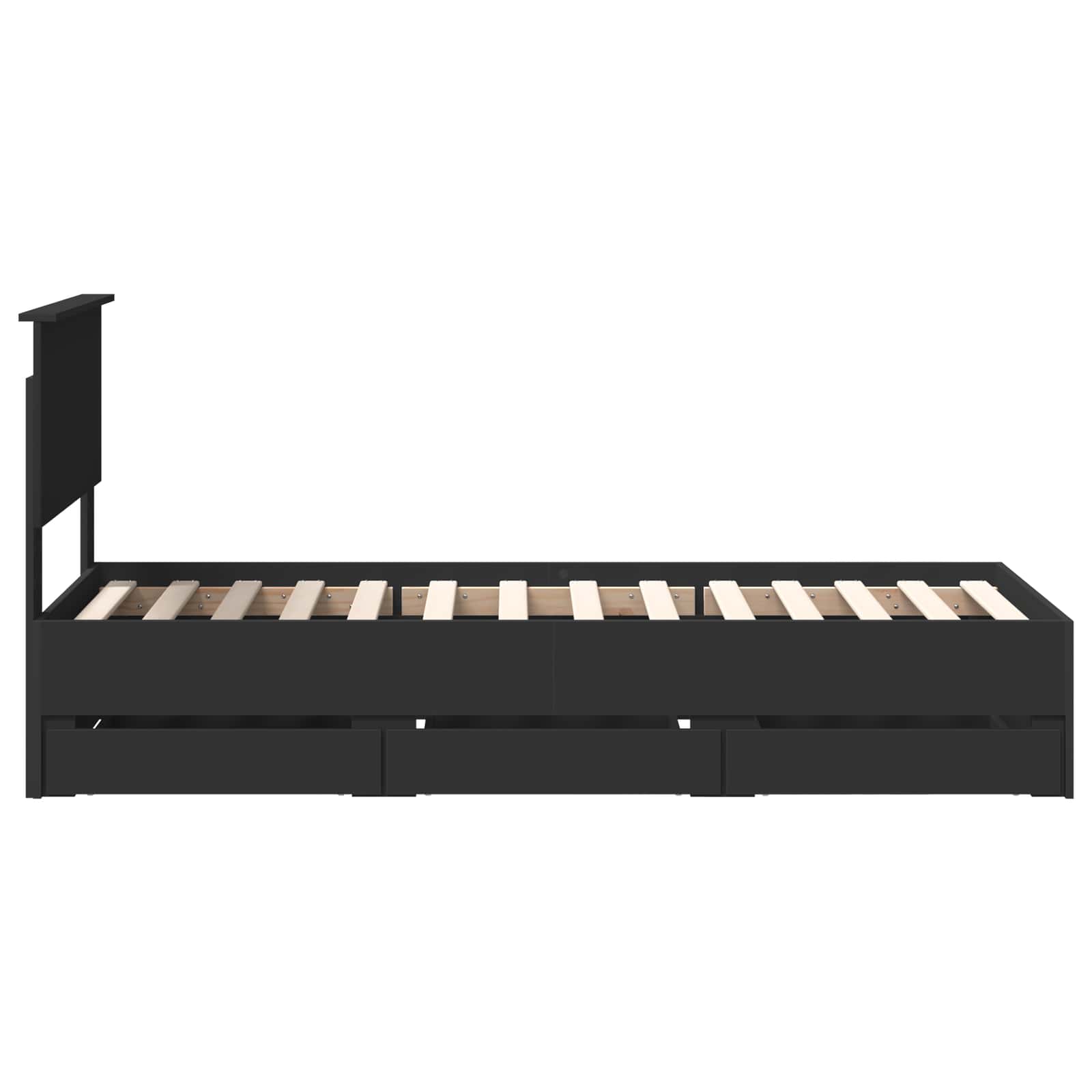 Bedframe met lade met opslag Zwart 75 x 190 cm Ingenieurshout