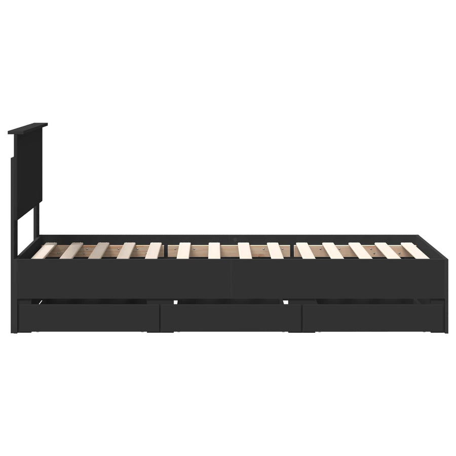 Bedframe met lade met opslag Zwart 75 x 190 cm Ingenieurshout