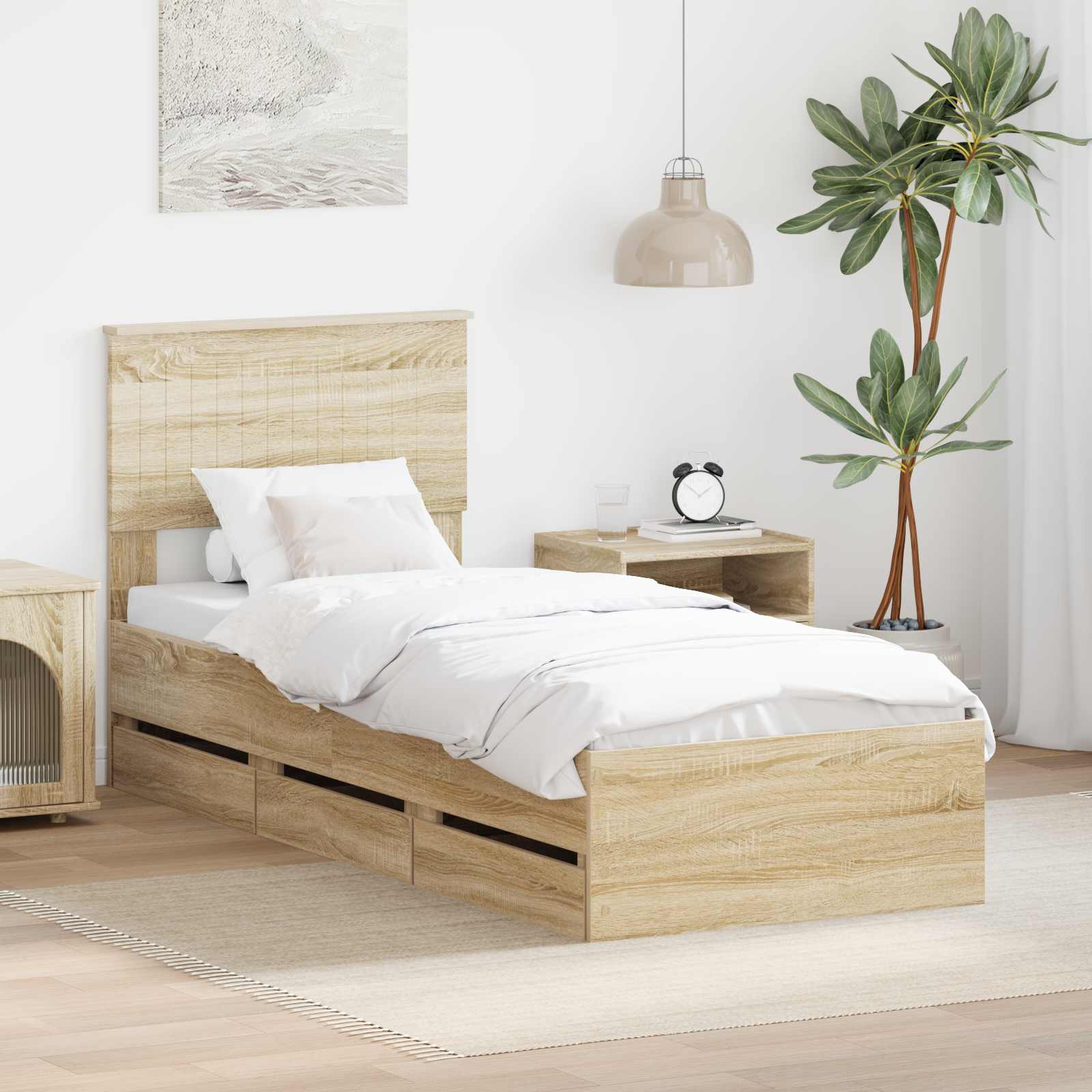Bedframe met lade Sonoma Eiken 75 x 190 cm Ingenieurshout